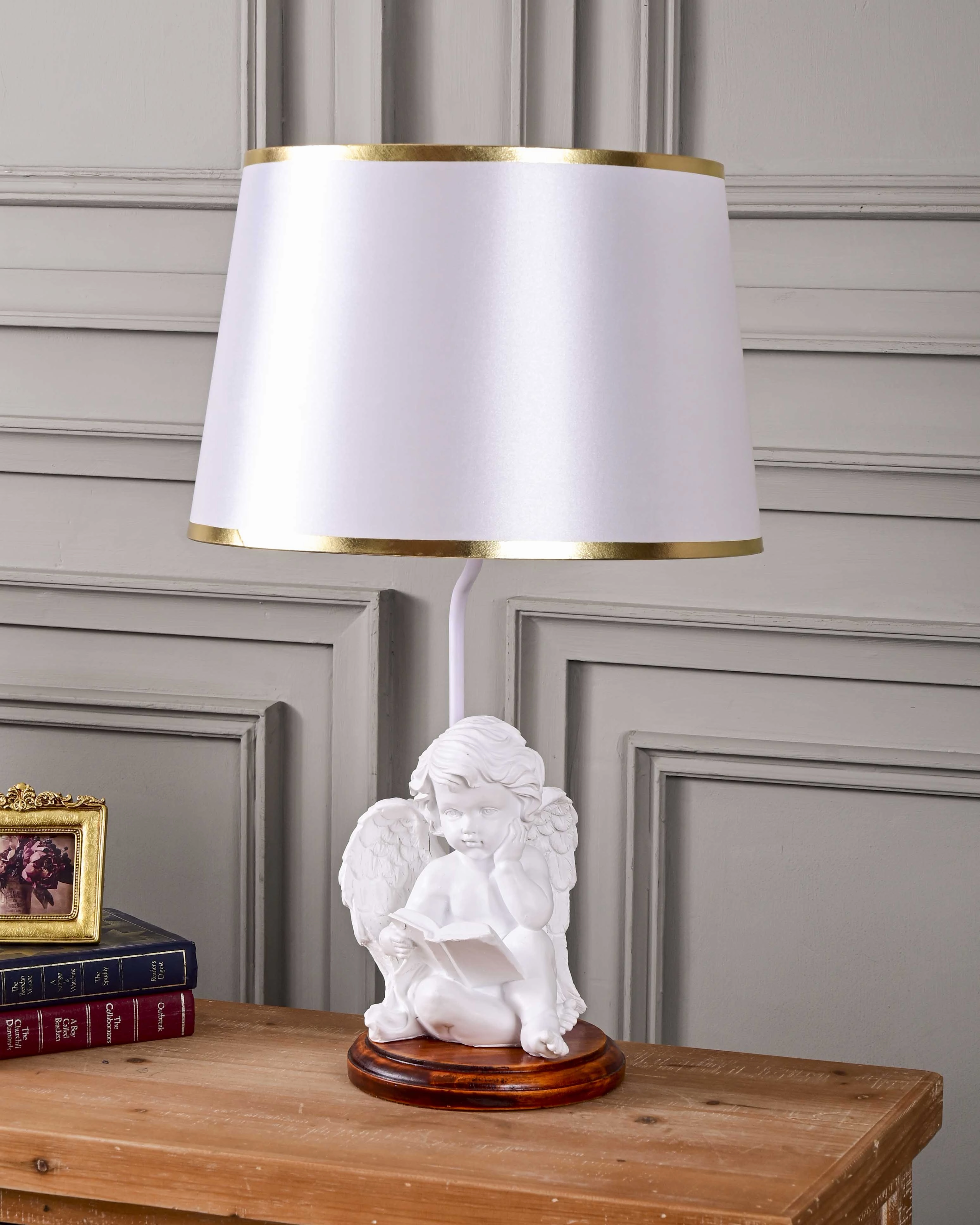 Book Reading Angel Cherub Table Lampmodern wall lamp,smart wall lamp