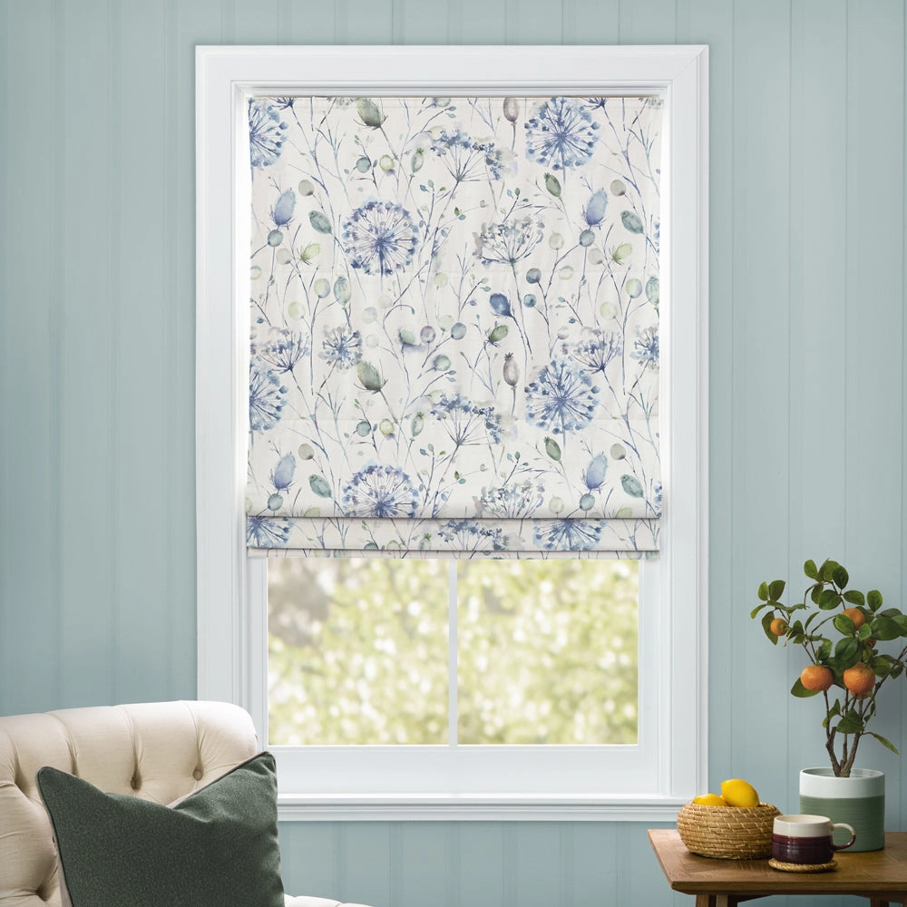Boronia Printed Cotton Made to Measure Roman Blinds Crocus/Cream