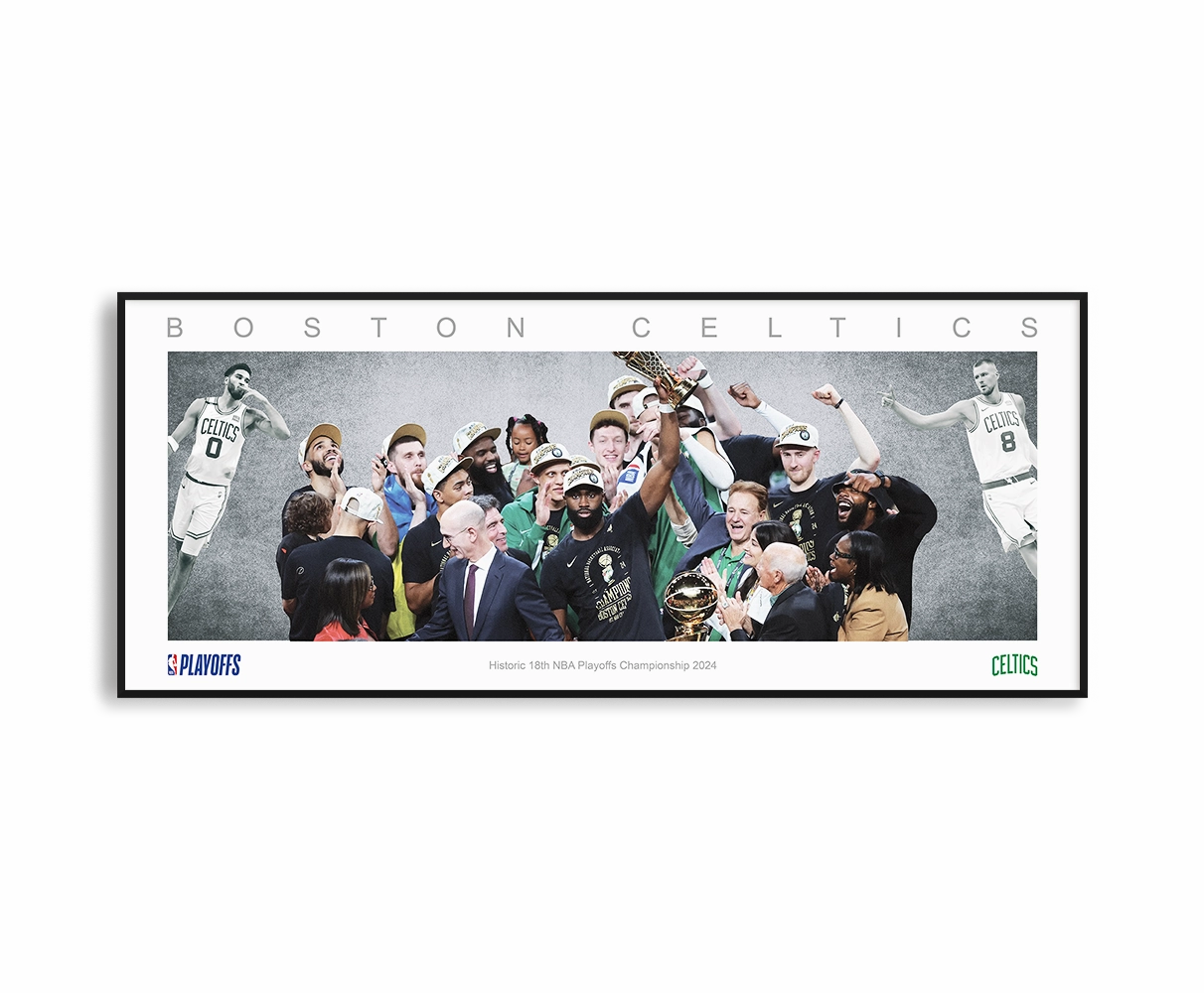 BOSTON CELTICS PANORAMIC COLLAGE PRINT FRAMED WINGShandmade souvenirs