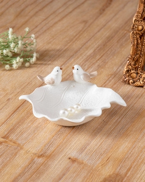 Botanical Bliss Leaf Ring Dish - Whitehome decor ,wall decor 