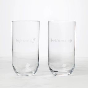 Bottoms Up & Top Me Off Highball Glasses - Set Of 2glass cups ,personalized mugs 