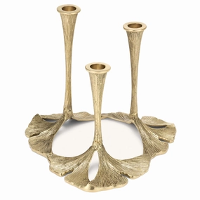 Brass Ginko Candle Holder - 9.5" Tallhome decor ,wall decor 