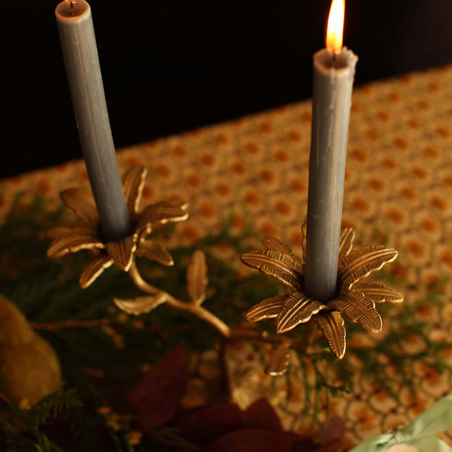 Brass Palm Candle Holder - 10.5" Tall