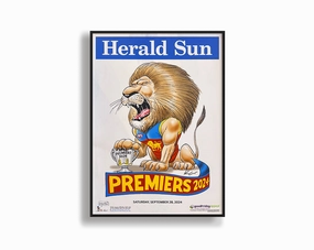BRISBANE LIONS OFFICIAL HERALD SUN 2024 FRAMED POSTERhandmade souvenirs