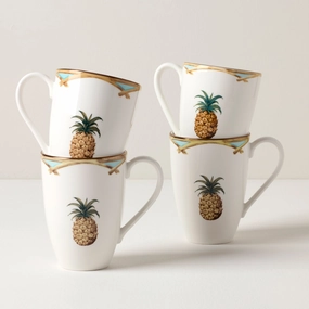 British Colonial Bamboo Mugs - Set of 4summer decor ,outdoor summer decor 