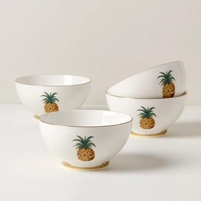 British Colonial Bamboo Rice Bowls - Set of 4summer decor ,outdoor summer decor 