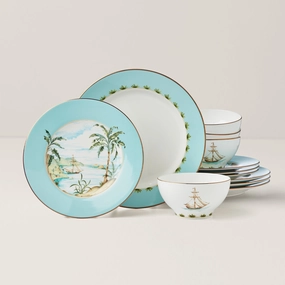 British Colonial Tradewind 12-Piece Dinnerware Setsummer decor ,outdoor summer decor 