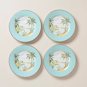 British Colonial Tradewind Accent Plates - Set of 4summer decor ,outdoor summer decor 