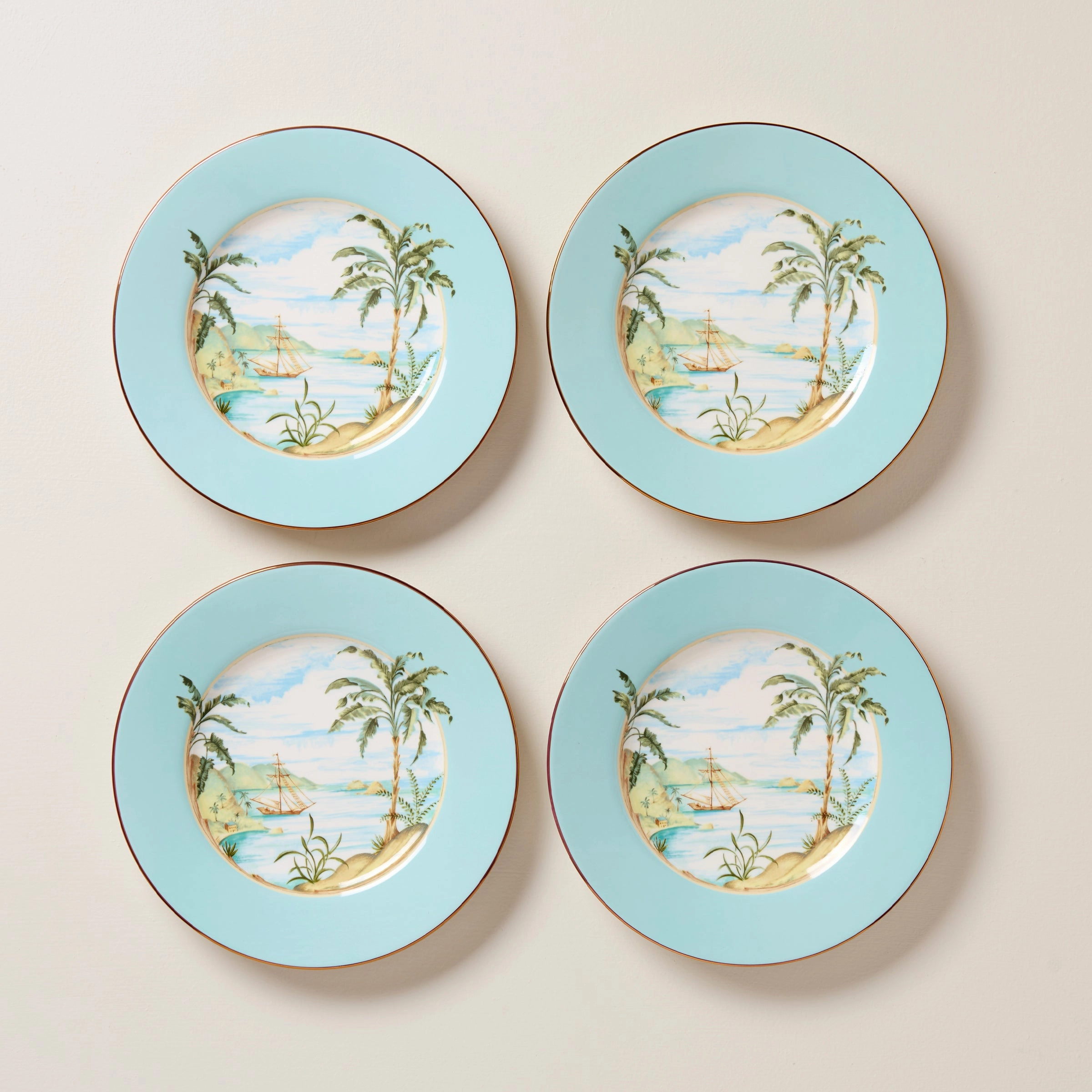 British Colonial Tradewind Accent Plates - Set of 4modern kitchen decor ,kitchen dinner set ,dinnerware 