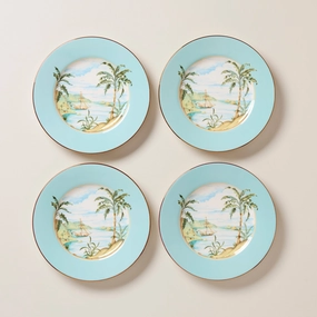 British Colonial Tradewind Accent Plates - Set of 4modern kitchen decor ,kitchen dinner set ,dinnerware 