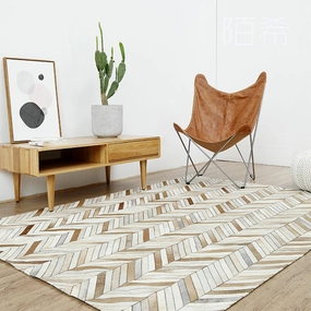 Brown and White Patchwork Cowhide Rugmodern color block patchwork rug