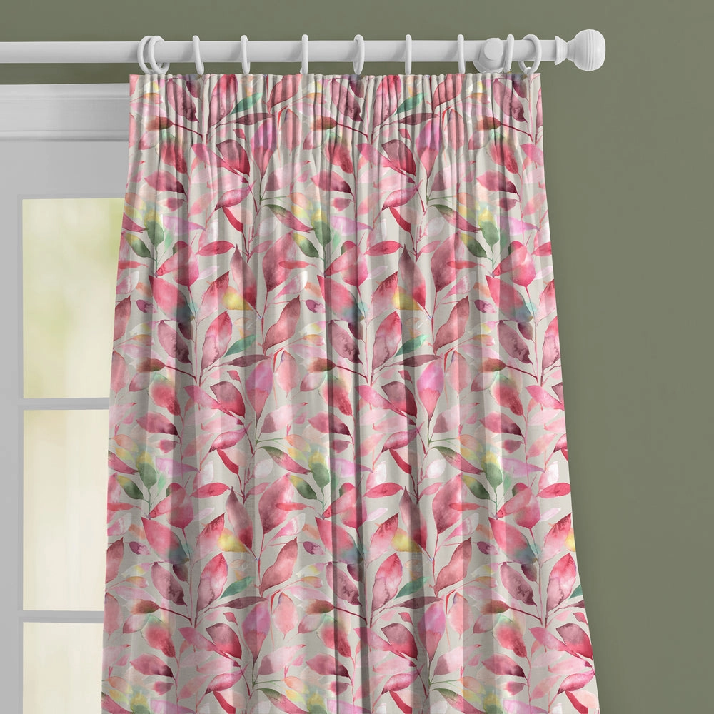 Brympton Printed Made to Measure Curtains Raspberry