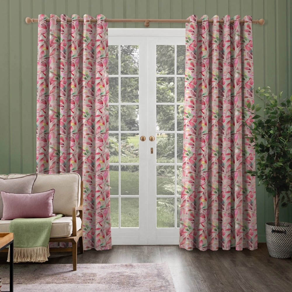 Brympton Printed Made to Measure Curtains Raspberry