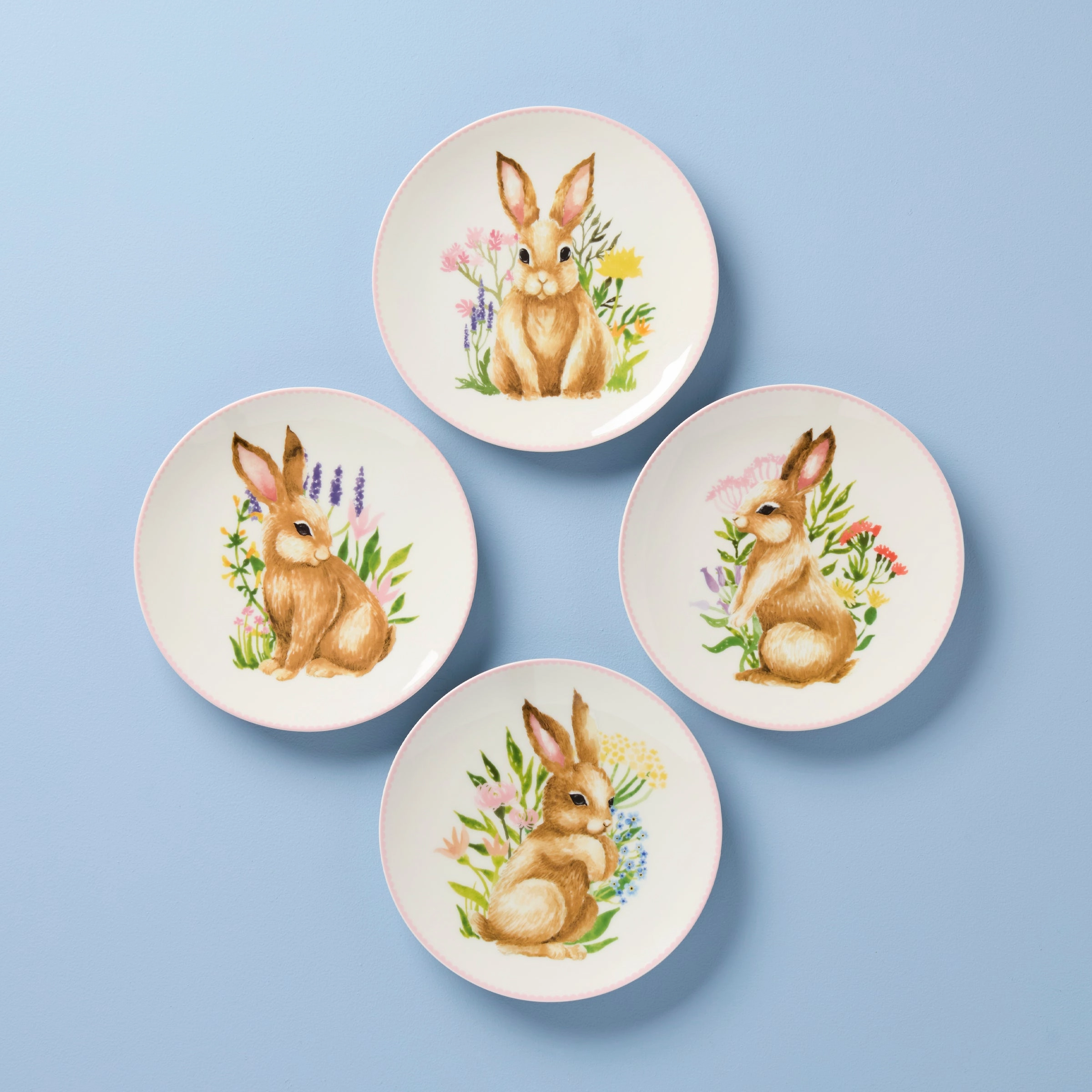 Bunny Accent Plates - Set of 4easter decorations ,easter centerpiece 