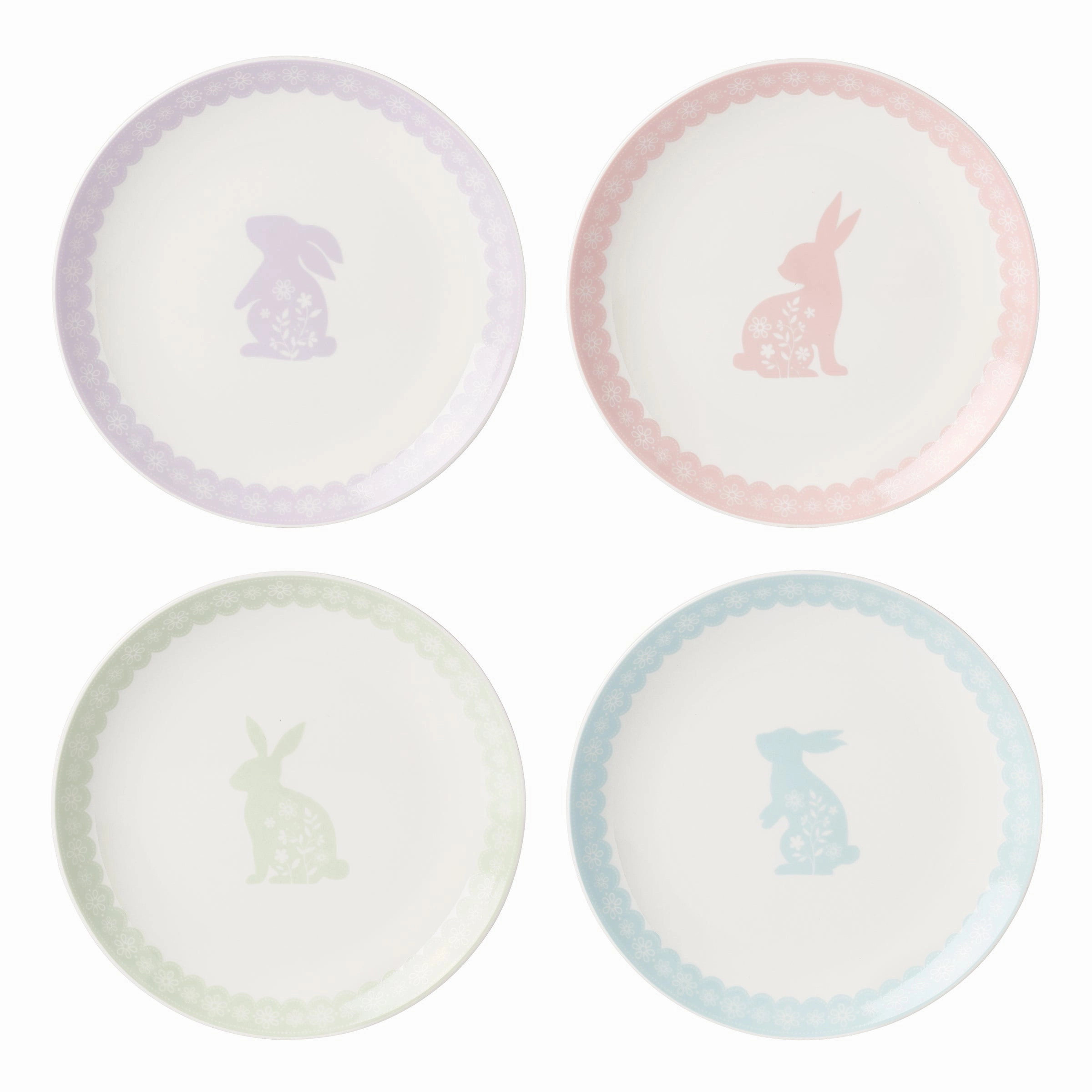 Bunny Hop Accent Plates - Set of 4easter decorations ,easter centerpiece 
