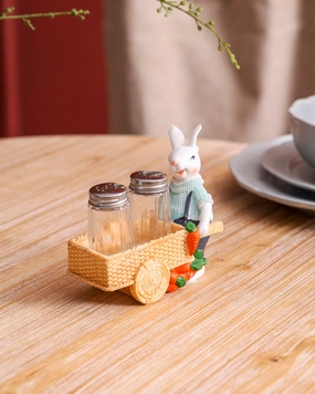 Bunnys Garden Salt & Pepper Shaker Set - Bluemodern kitchen decor ,kitchen dinner set ,dinnerware 