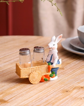 Bunnys Garden Salt & Pepper Shaker Set - Pinkmodern kitchen decor ,kitchen dinner set ,dinnerware 