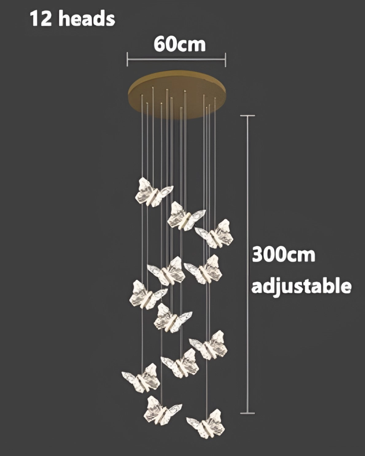 Butterfly Crystal LED Pendant Chandelier - 12 Light
