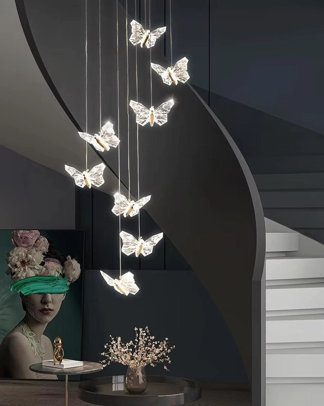 Butterfly Crystal LED Pendant Chandelier - 12 Lightmodern wall lamp,smart wall lamp