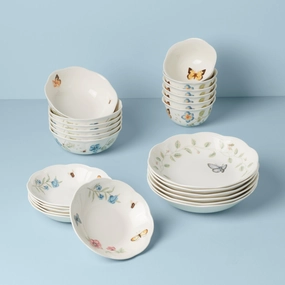 Butterfly Meadow 24-Piece Bowl Setmodern kitchen decor ,kitchen dinner set ,dinnerware 