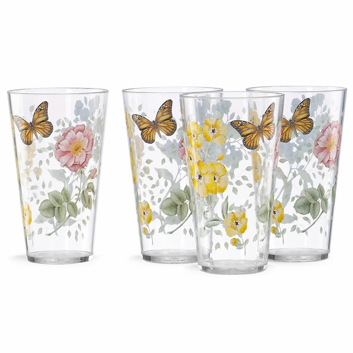 Butterfly Meadow Acrylic Highball Glasses - Set Of 4