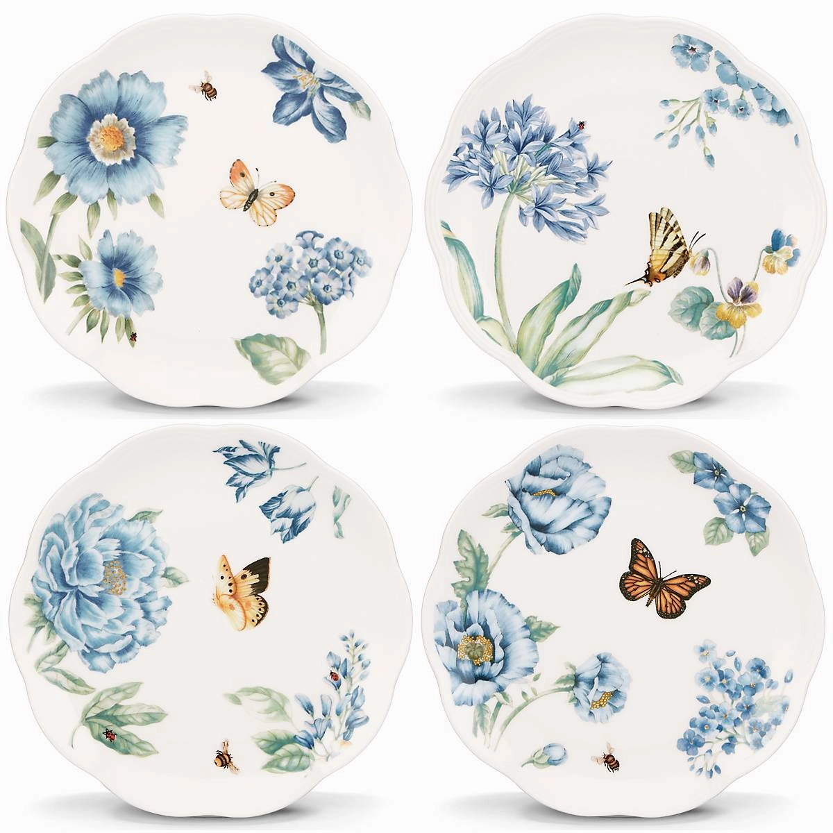 Butterfly Meadow Blue Dessert Plates - Set of 4