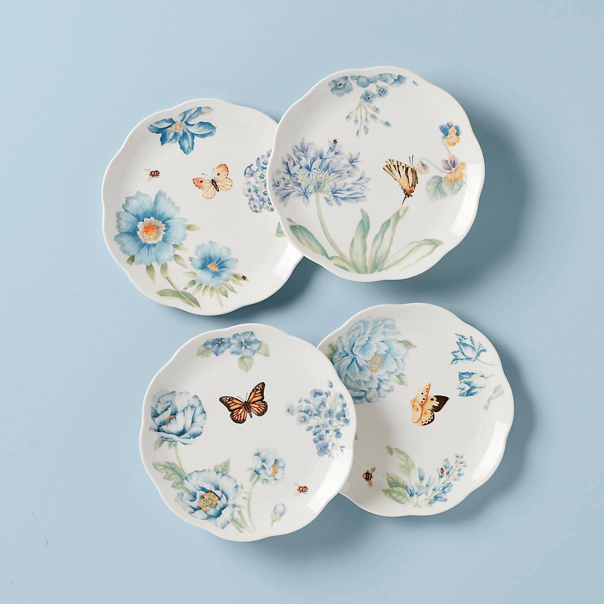 Butterfly Meadow Blue Dessert Plates - Set of 4modern kitchen decor ,kitchen dinner set ,dinnerware 