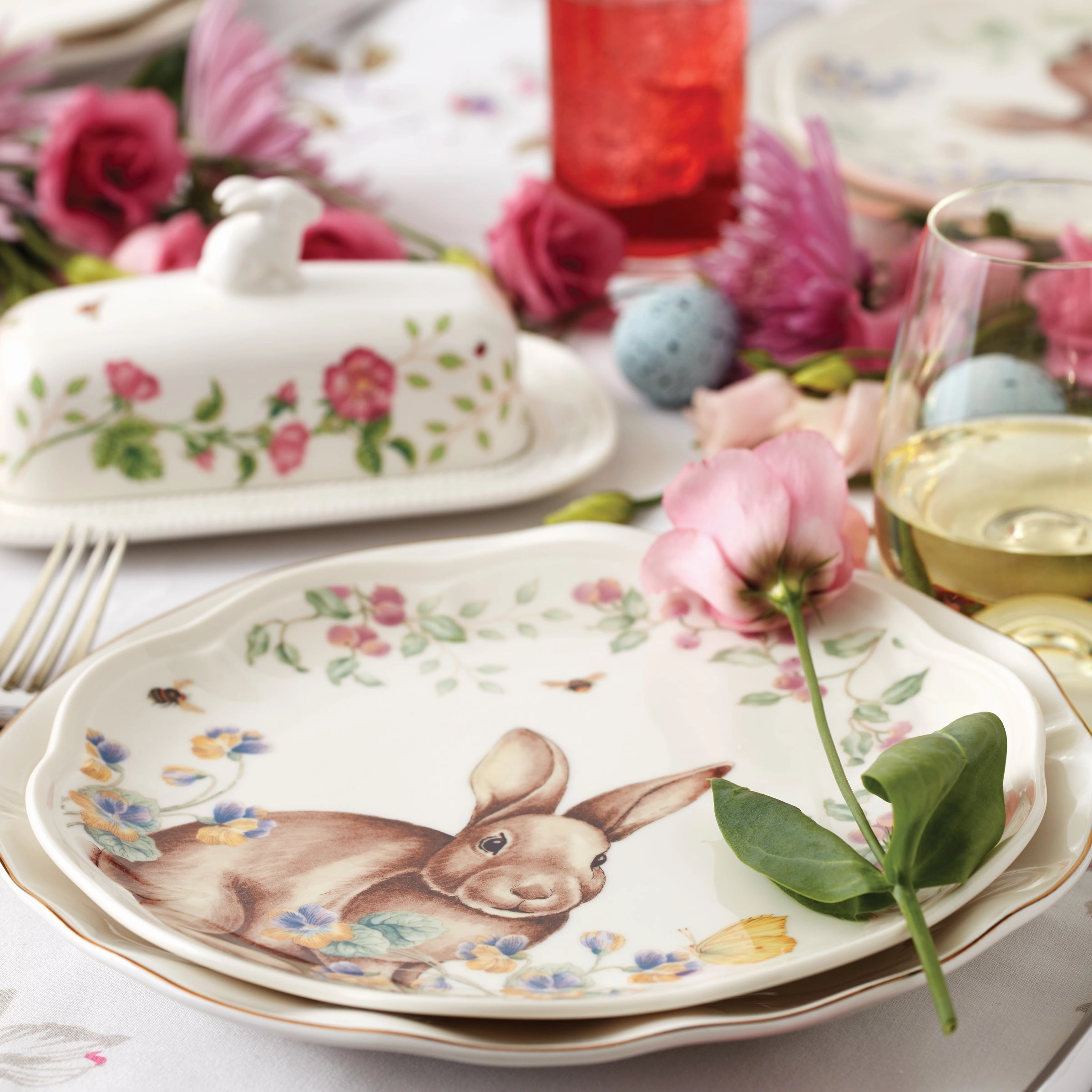 Butterfly Meadow Bunny Accent Plates - Set of 4