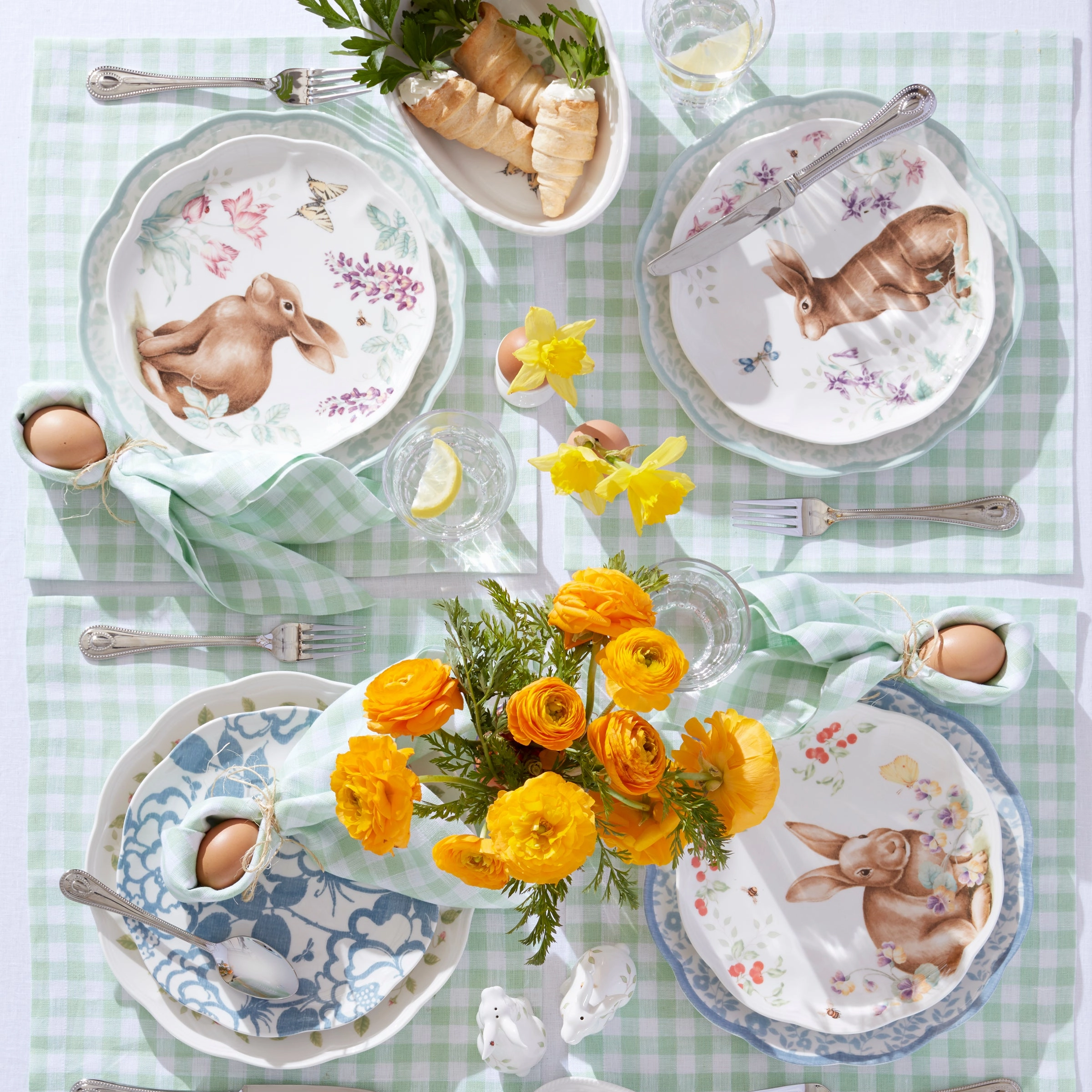 Butterfly Meadow Bunny Accent Plates - Set of 4