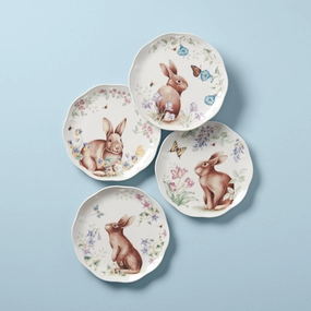 Butterfly Meadow Bunny Accent Plates - Set of 4easter decorations ,easter centerpiece 