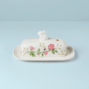Butterfly Meadow Bunny Covered Butter Dishmodern kitchen decor ,kitchen dinner set ,dinnerware 