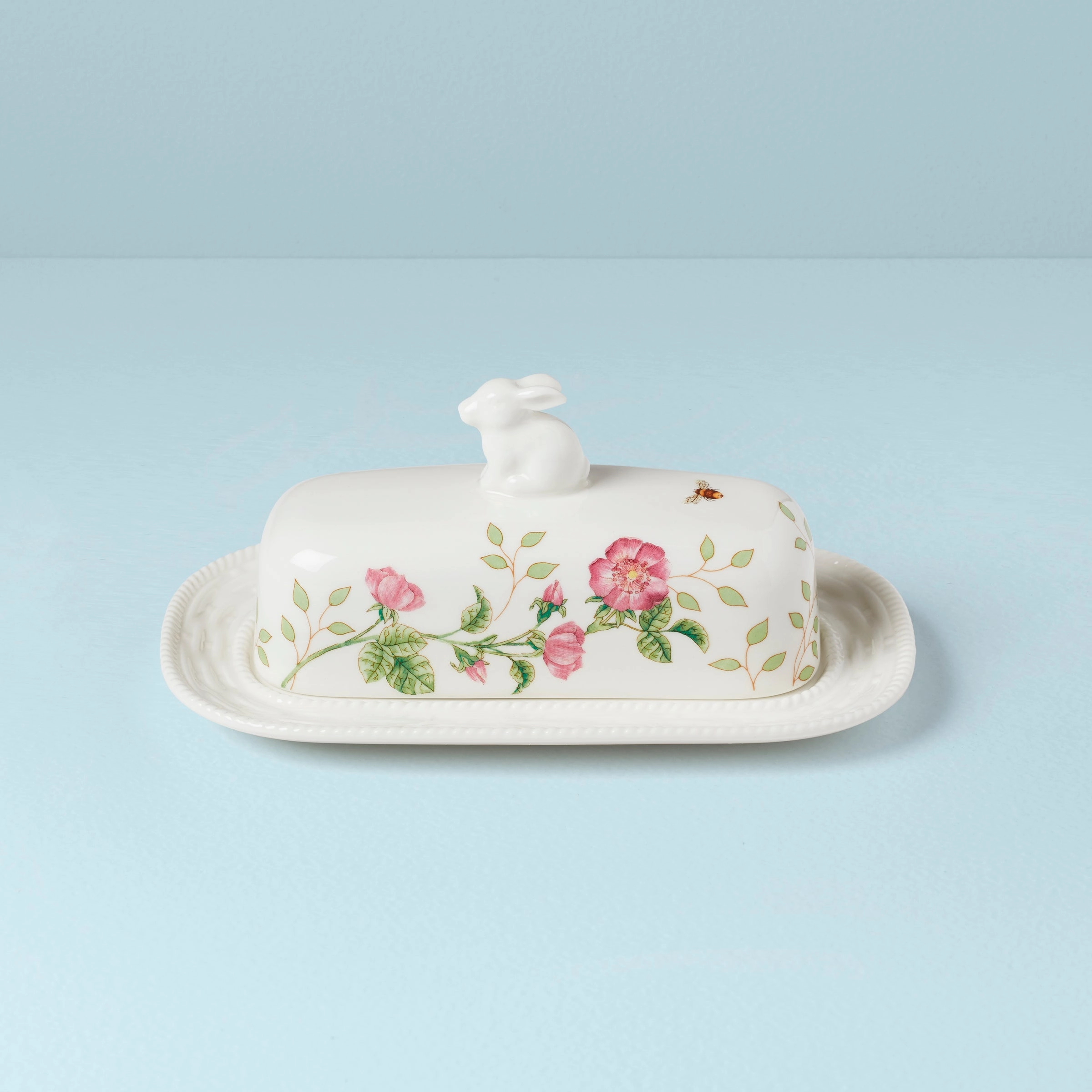 Butterfly Meadow Bunny Covered Butter Dishmodern kitchen decor ,kitchen dinner set ,dinnerware 