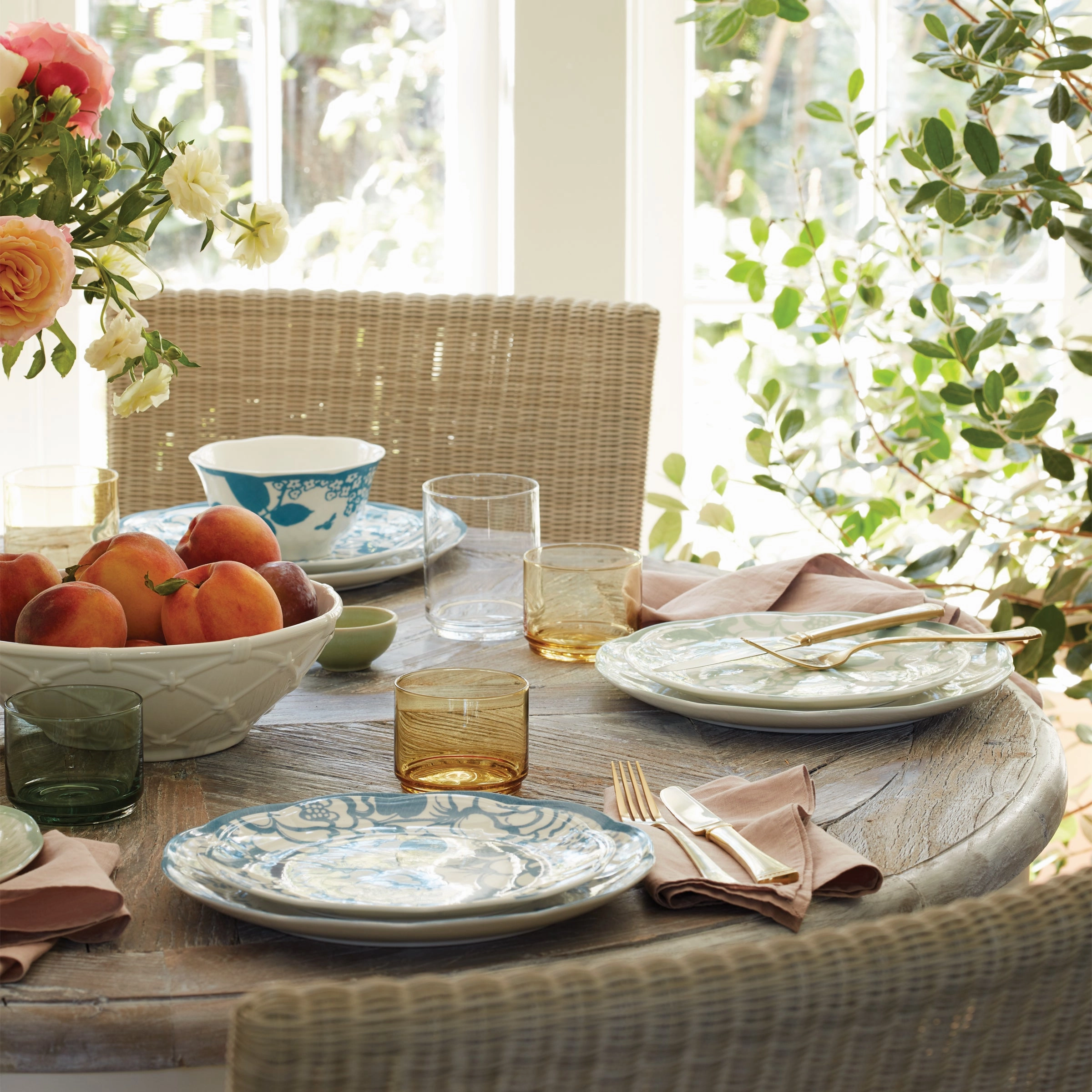 Butterfly Meadow Cottage Cornflower 12-Piece Dinnerware Set