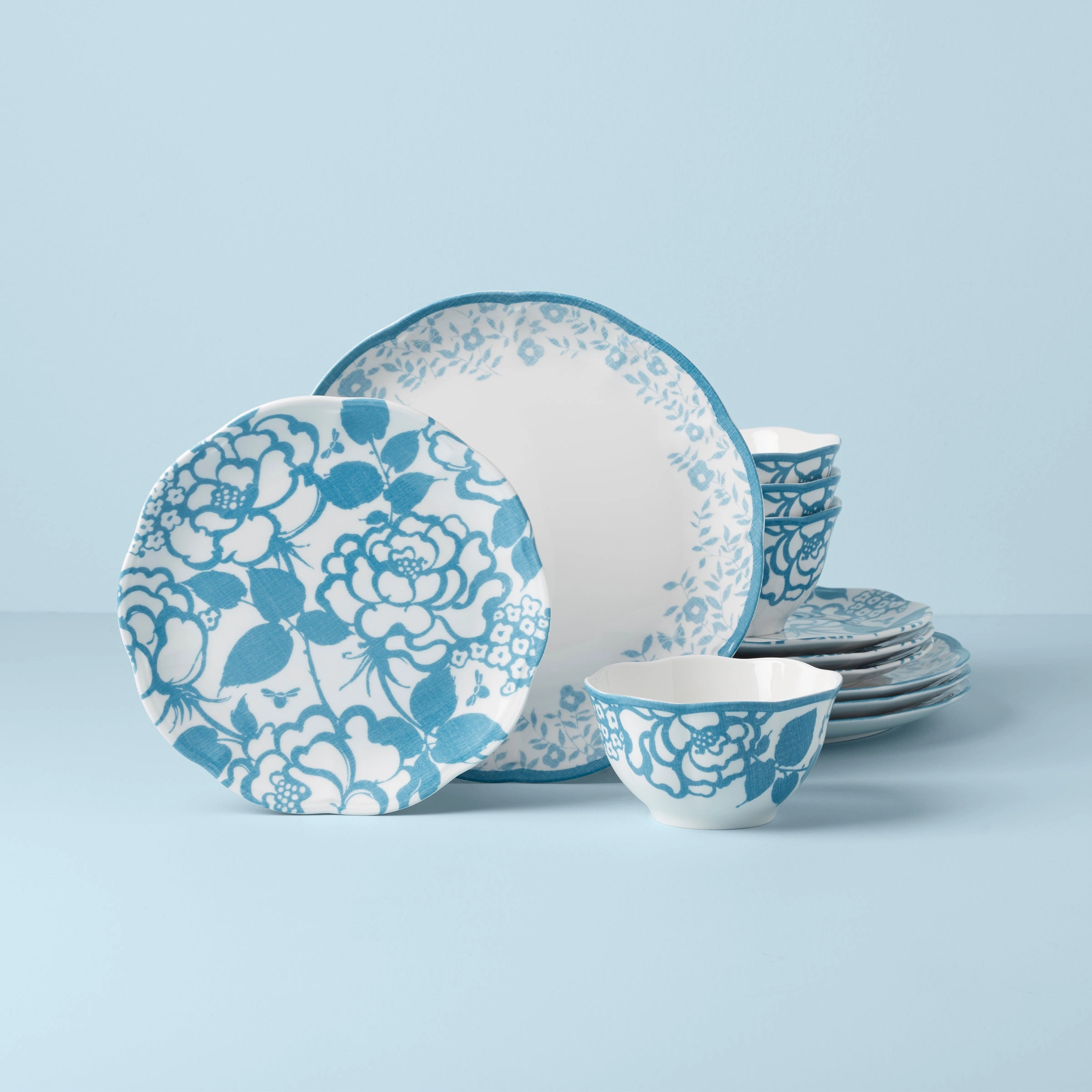 Butterfly Meadow Cottage Cornflower 12-Piece Dinnerware Seteaster decorations ,easter centerpiece 