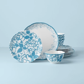 Butterfly Meadow Cottage Cornflower 12-Piece Dinnerware Seteaster decorations ,easter centerpiece 