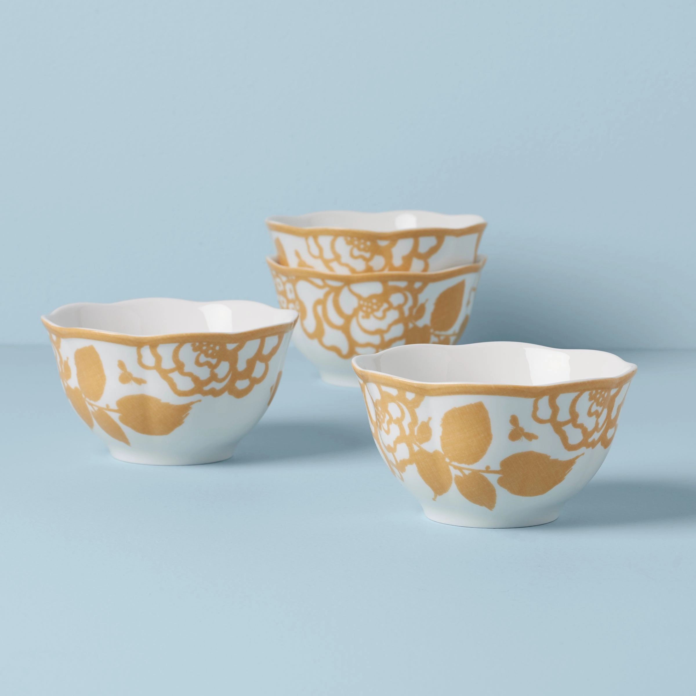 Butterfly Meadow Cottage Goldenrod Rice Bowls - Set of 4modern kitchen decor ,kitchen dinner set ,dinnerware 