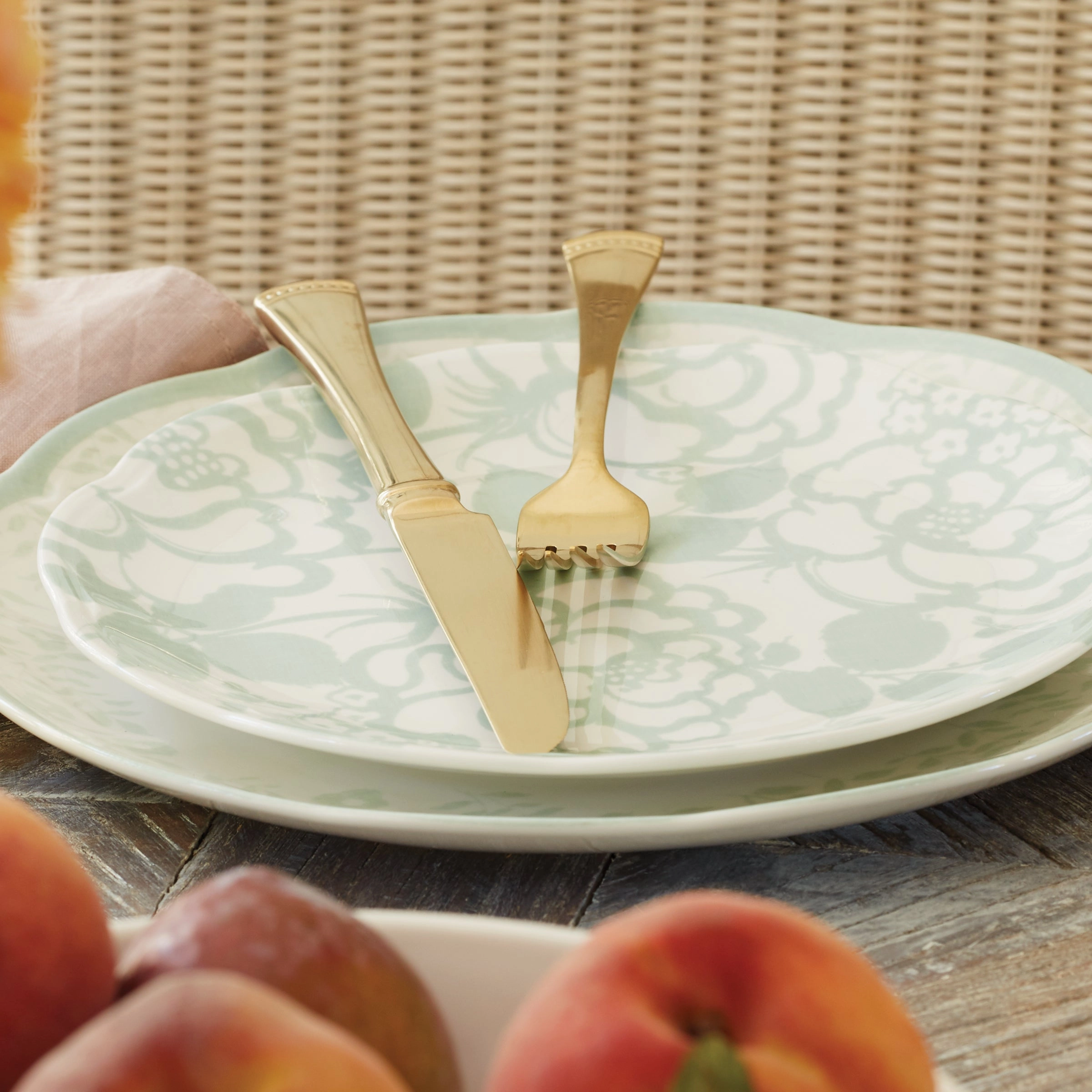 Butterfly Meadow Cottage Sage 12-Piece Dinnerware Set