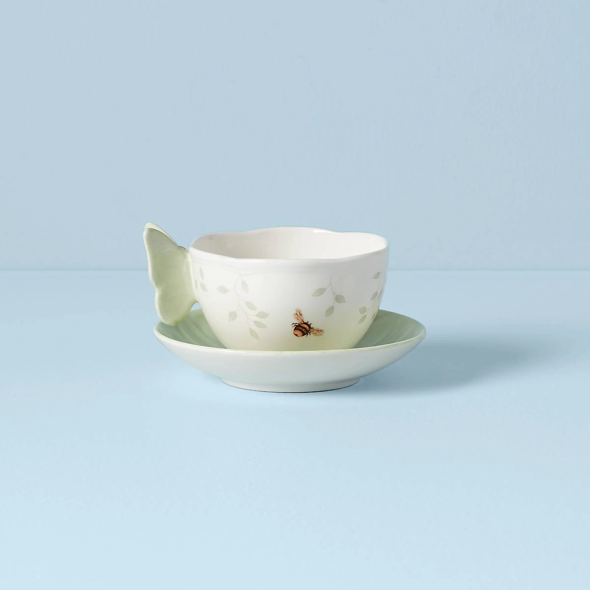 Butterfly Meadow Floral Green Cup and Saucer