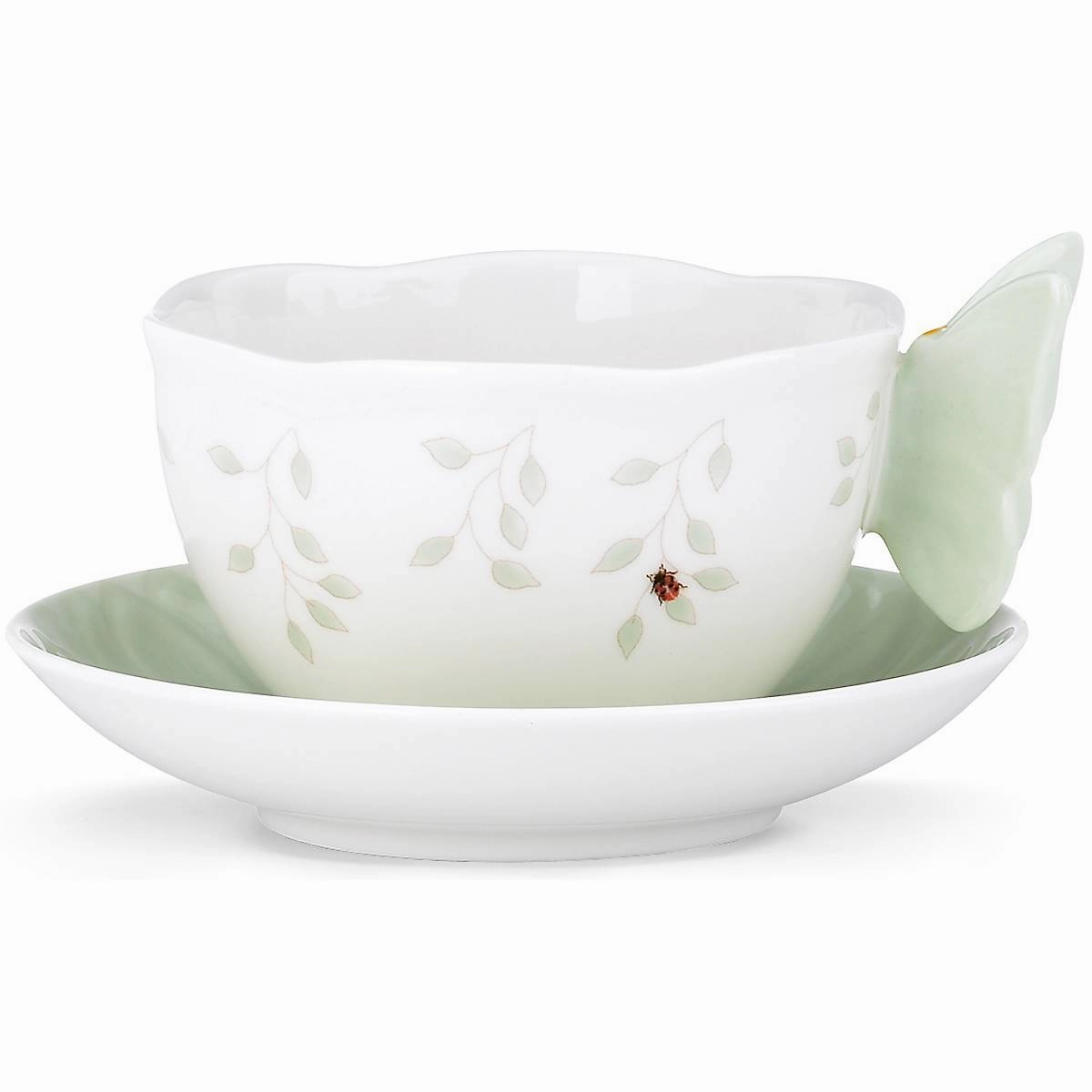 Butterfly Meadow Floral Green Cup and Saucer