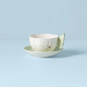 Butterfly Meadow Floral Green Cup and Saucermodern kitchen decor ,kitchen dinner set ,dinnerware 
