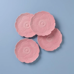Butterfly Meadow Floral Pink Accent Plates - Set of 4valentine's day decorations ,valentine's centerpiece 