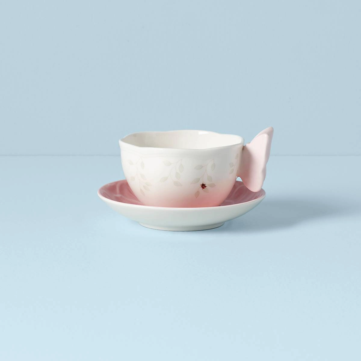 Butterfly Meadow Floral Pink Cup & Saucervalentine's day decorations ,valentine's centerpiece 