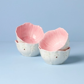 Butterfly Meadow Floral Pink Dessert Bowls - Set of 4valentine's day decorations ,valentine's centerpiece 
