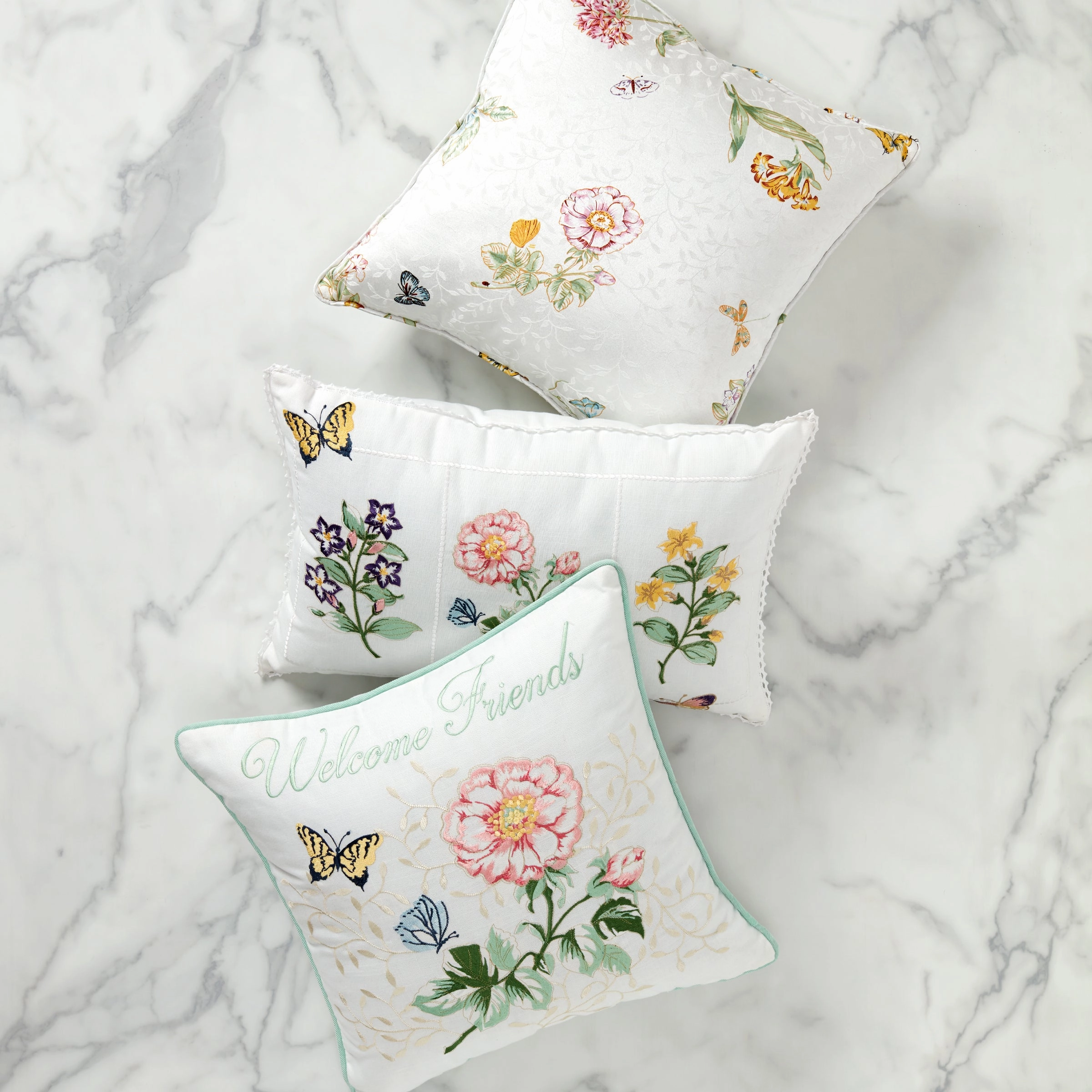 Butterfly Meadow Floral Study Pillow 14X20