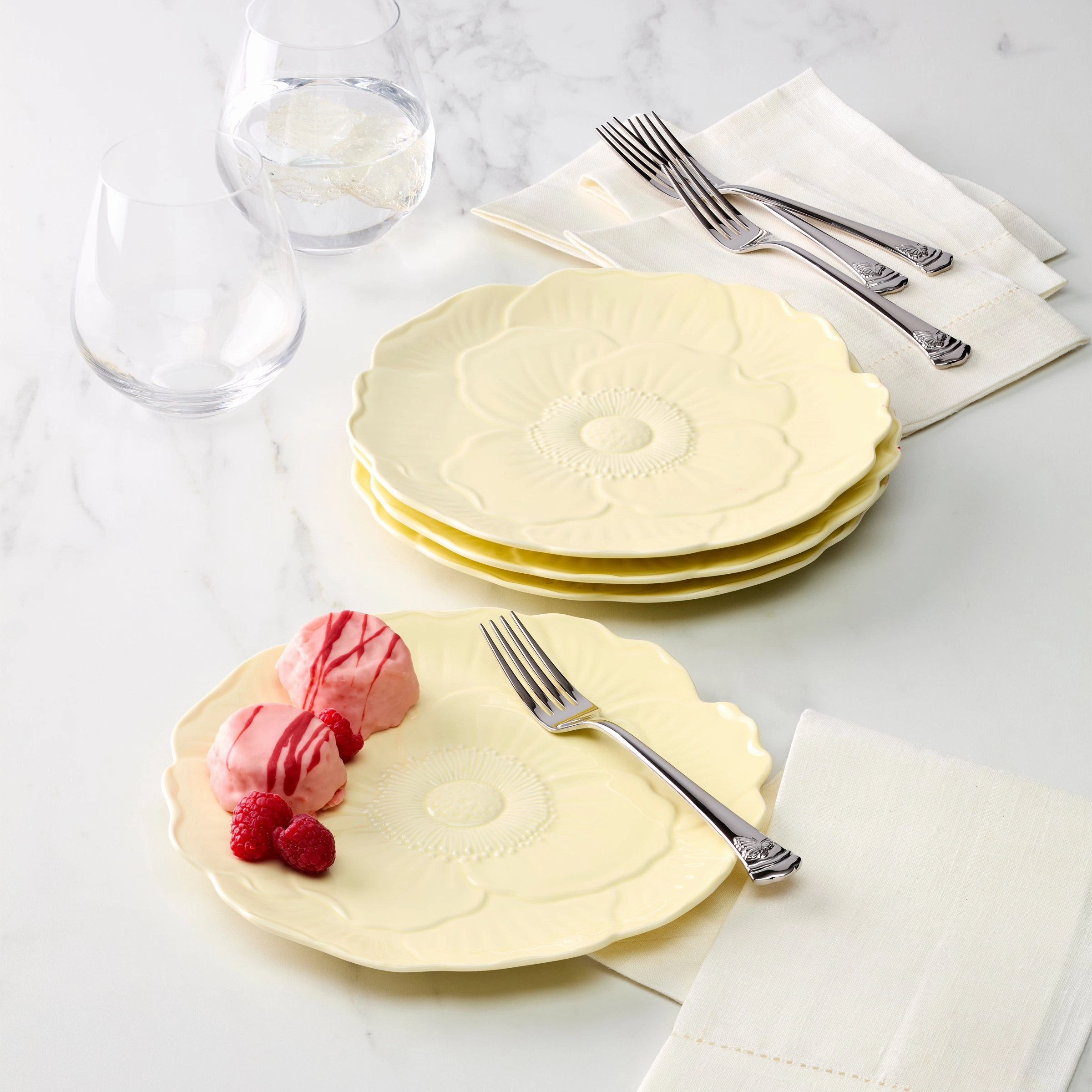 Butterfly Meadow Floral Yellow Accent Plates - Set of 4