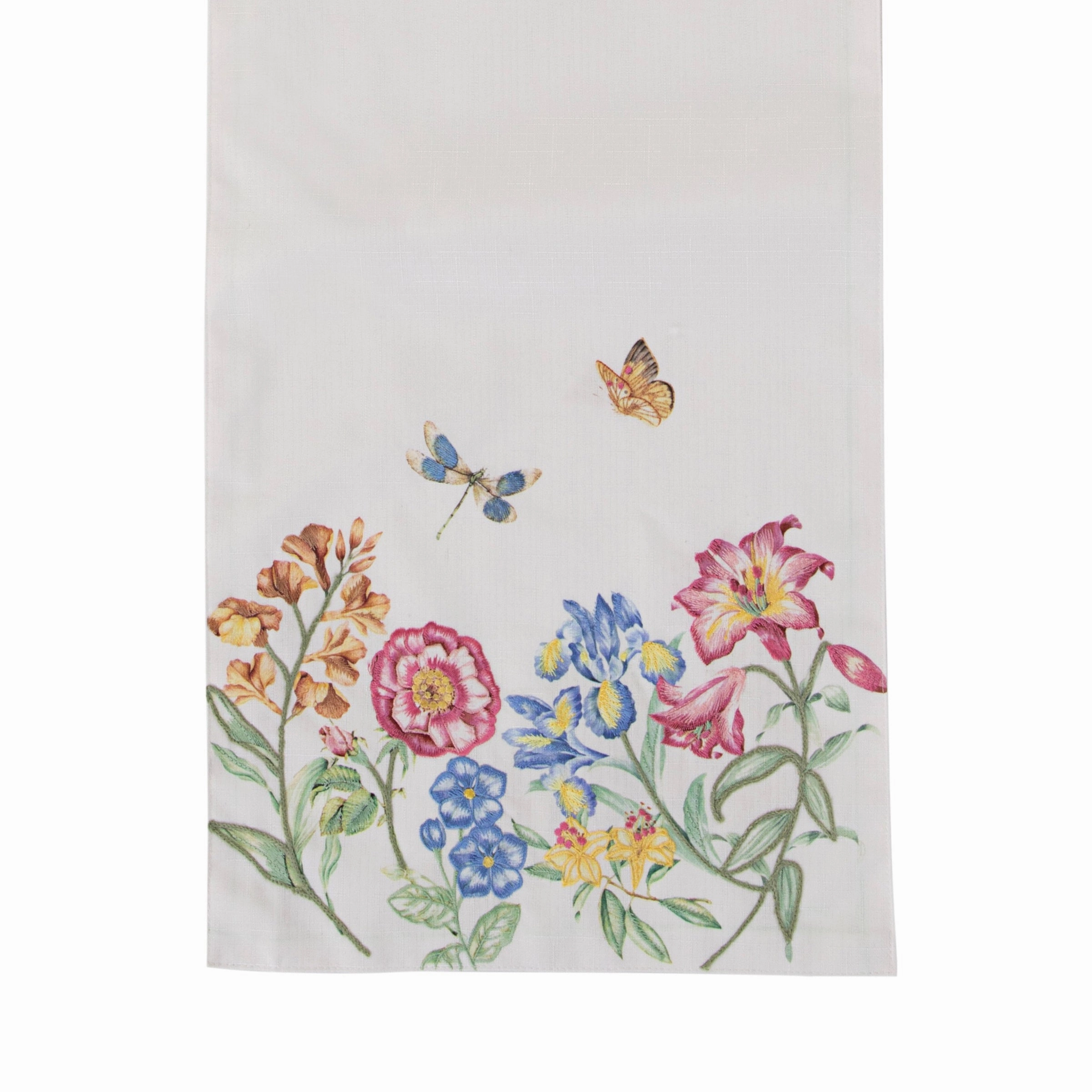 Butterfly Meadow Garden Embroidered Runnereaster decorations ,easter centerpiece 