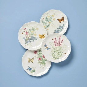 Butterfly Meadow Herbs Accent Plates - Set of 4easter decorations ,easter centerpiece 