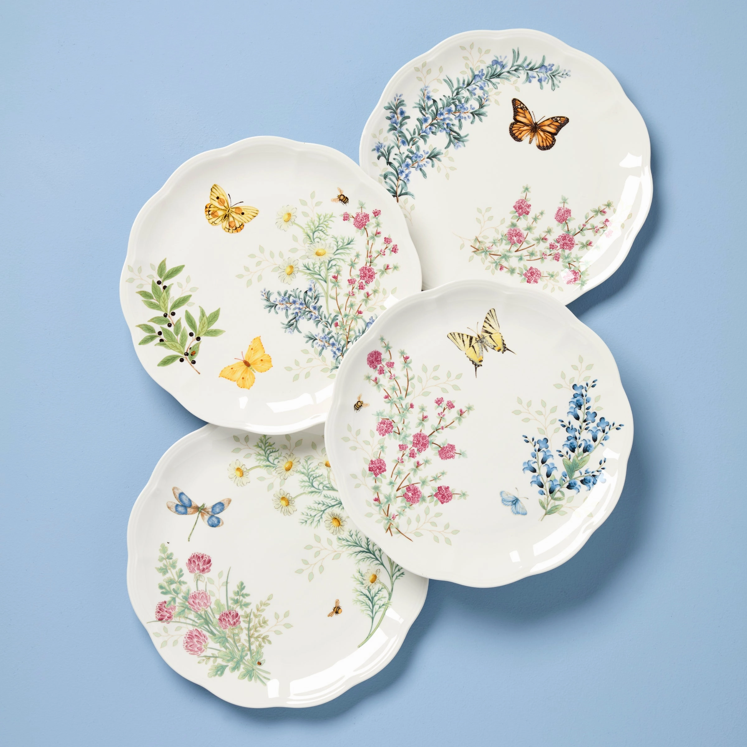 Butterfly Meadow Herbs Dinner Plates - Set of 4summer decor ,outdoor summer decor 