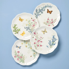 Butterfly Meadow Herbs Dinner Plates - Set of 4summer decor ,outdoor summer decor 