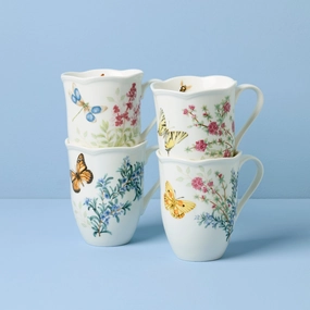 Butterfly Meadow Herbs Mugs - Set of 4modern kitchen decor ,kitchen dinner set ,dinnerware 